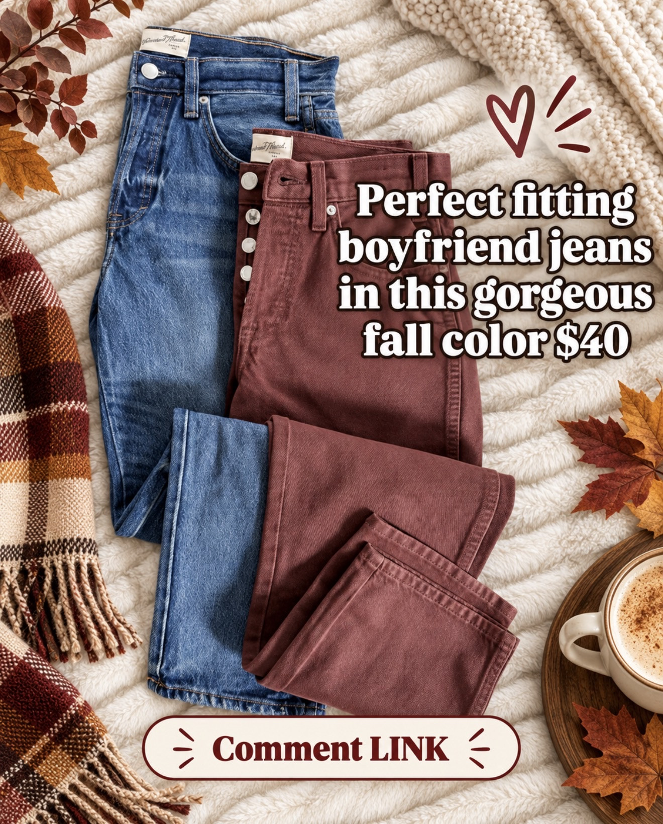 These $40 boyfriend jeans fit SO well—and this gorgeous fall color is too good 😍🍂 Comment LINK and I’ll send you the details!

#LTKOver40 #LTKootd #LTKmomlife