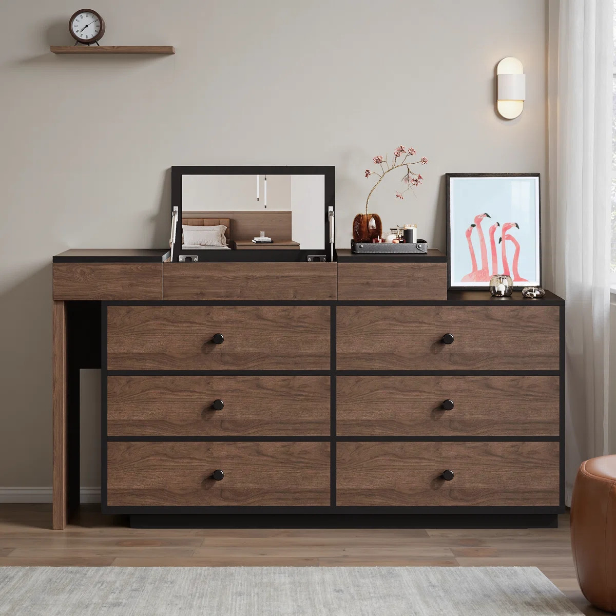 Latitude Run® Carmavy Extendable Vanity Makeup Table Home Office Wooden Desk with Flip-Top Makeu... | Wayfair North America