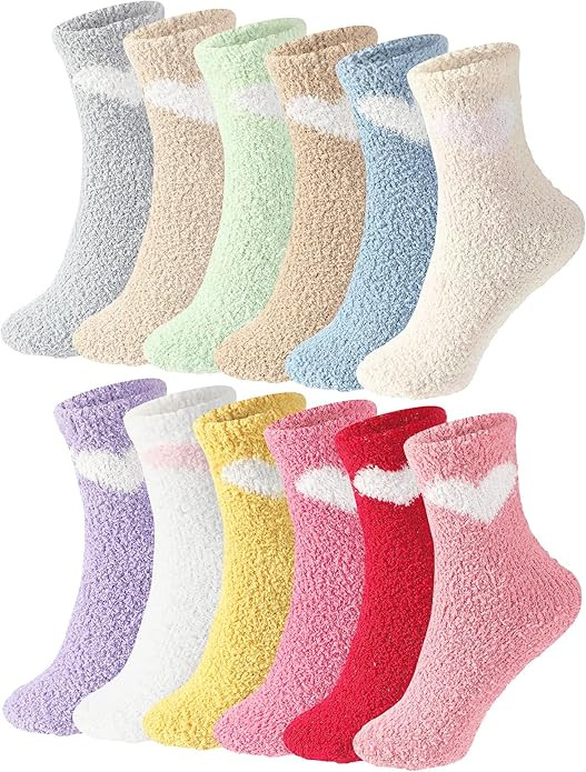 Liitrsh 12 Pairs Valentine's Day Bulk Gifts for Her Women Galentines Fuzzy Socks Warm Winter Hear... | Amazon (US)