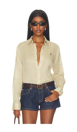 Polo Ralph Lauren Linen Button Front Shirt in Tan. - size S | Revolve Clothing (Global)
