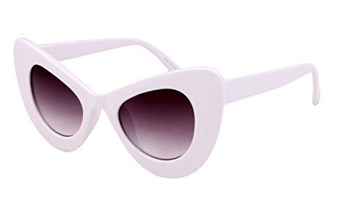 FEISEDY Cat Eye Retro Acetate Frame Polycarbonate Lenses Women Sunglasses White | Amazon (US)