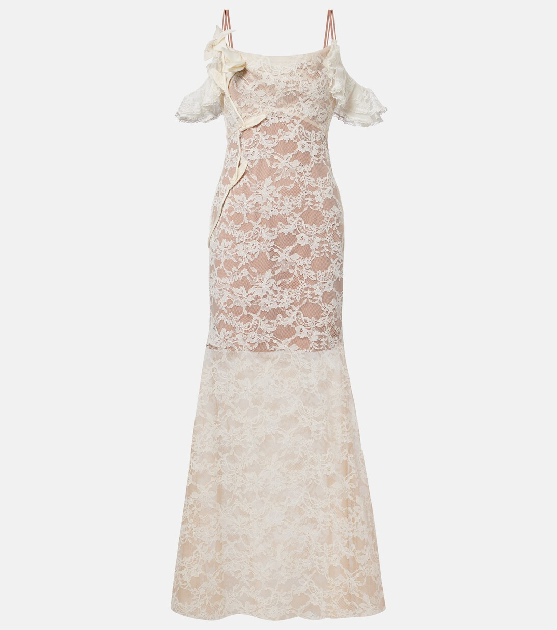 Floral-appliqué lace gown | Mytheresa (US/CA)