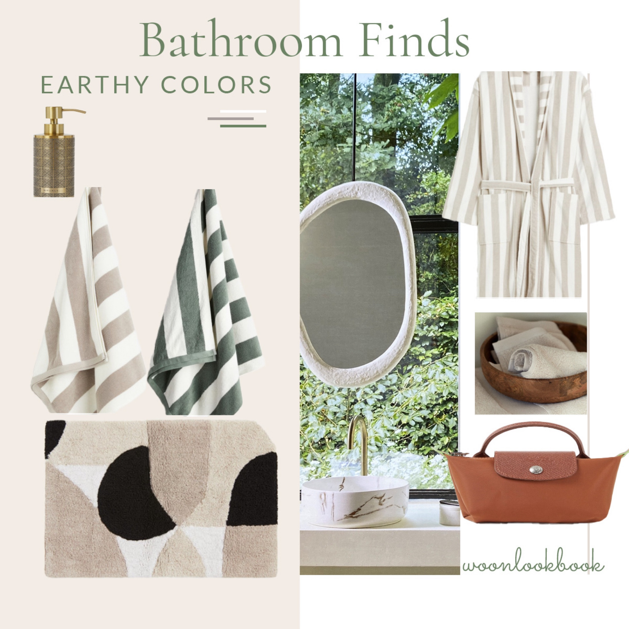 Bathroom Finds 

With a few changes you can realize a fresh, calm, earthy bathroom update.  
Asymmetric mirror, striped towels and bathrobe, a make-up bag with leather detailing, soap in a decorative brass pump, and a graphic bathmat.   


#LTKstyletip #LTKhome #LTKeurope