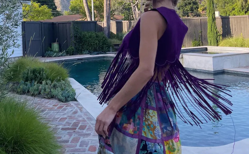 70s Vintage Purple Fringed Suede Vest | Festival VTG Waistcoat Leather | Etsy (US)