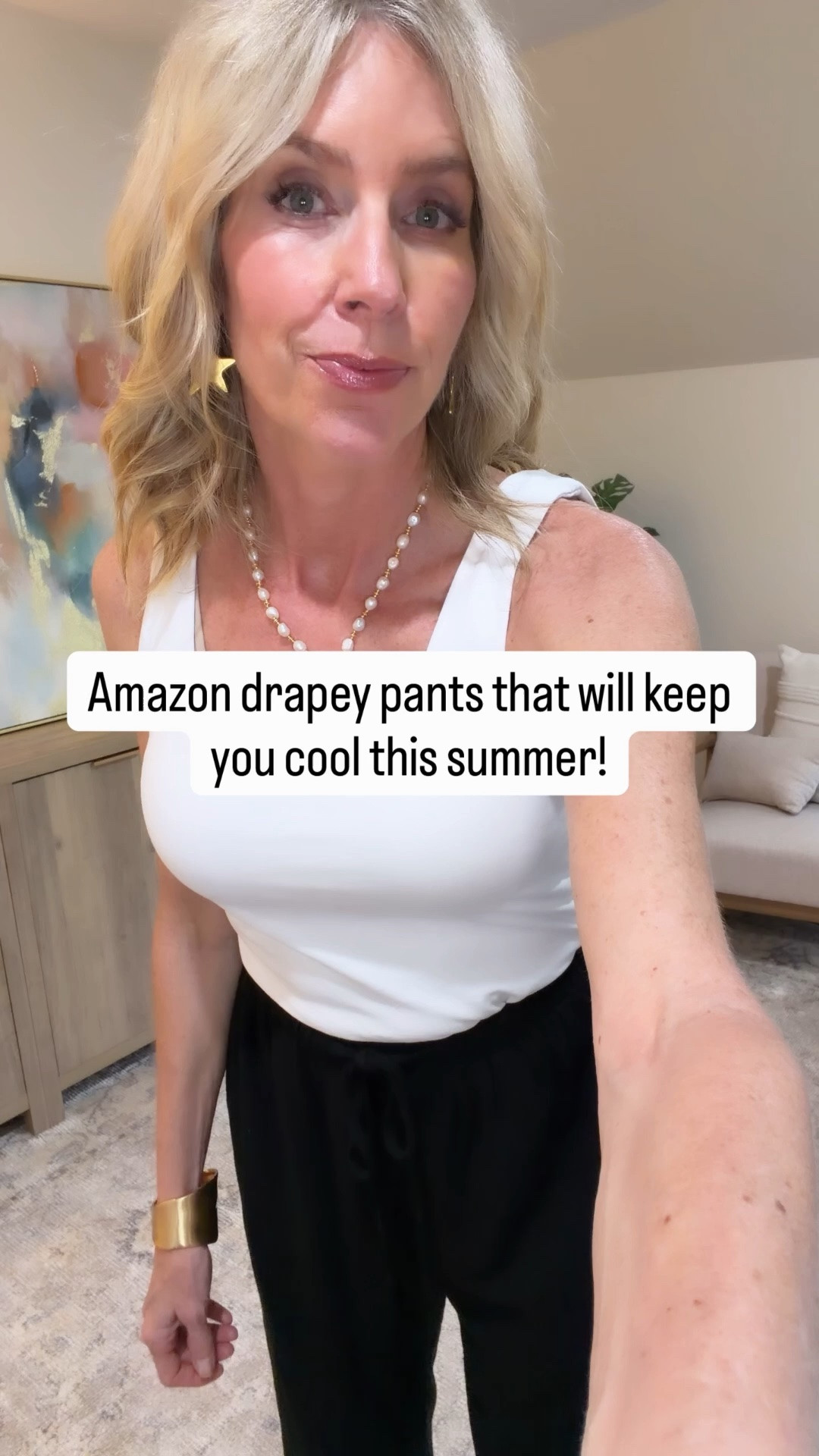 Drapey pants that are a great alternative to shorts! Fit is generally true to size. I’m wearing a small in black, track style stripe and blue print. I’m wearing a medium in rust thick waistband and khaki yoga style pants.

#LTKOver40 #LTKgrwm #LTKootd
