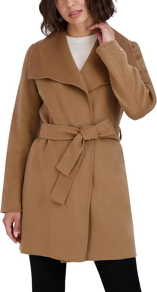 TAHARI Women's Lightweight Wool Wrap Coat with Tie Belt | Amazon (US)