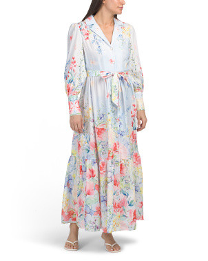 Long Sleeve Floral Maxi Dress With Belt | Casual Dresses  | Marshalls | Marshalls