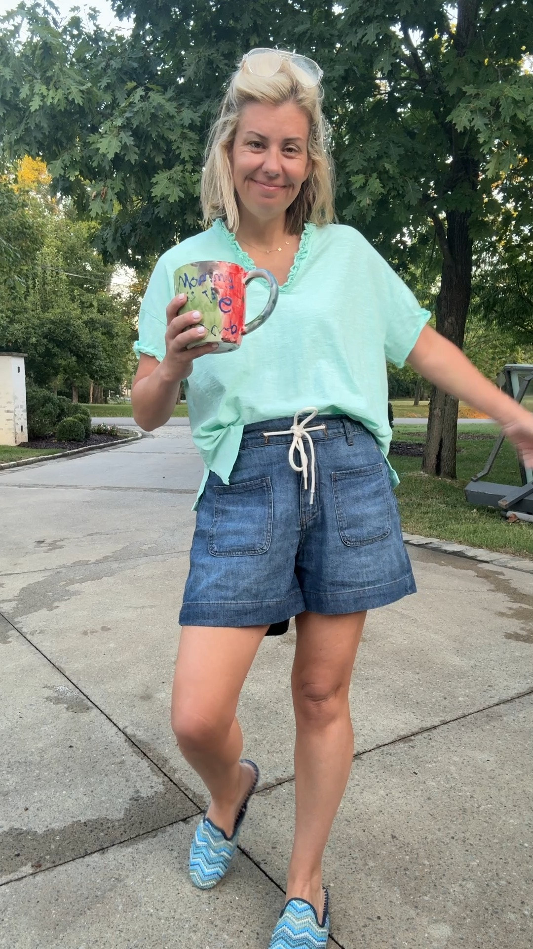 Carpool OOTD… perfect throw on and go fit from Mersea. 
Tee - one size/petite
Shorts - small
Shoes - 8 tts ￼

*code Catherine 15 at Mersea

#LTKdayinmylife #LTKootd #LTKmomlife