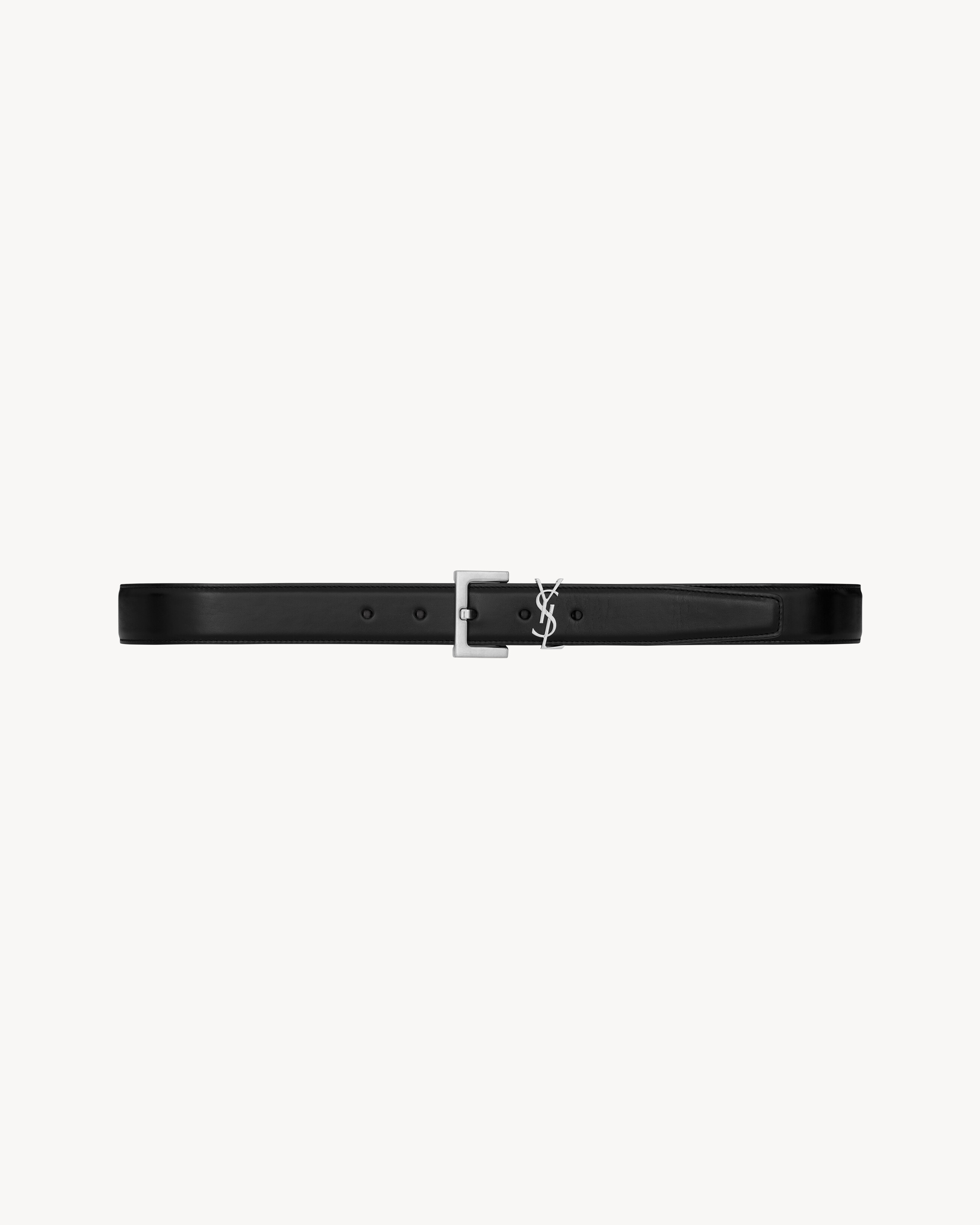 Saint Laurent Cassandre Belt In Smooth Leather - Black - Men - 36 | Saint Laurent Inc. (Global)