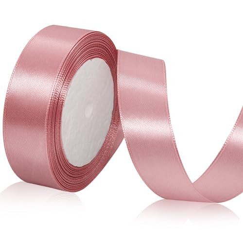 Rose Pink Satin Ribbon for Valentine Day Gift Wrapping 1 Inch x 25 Yards Rose Gold Ribbon, Flower Bouquet Accessories, Ribbons for Crafts, Hair Bows,Wedding Invitation Party Decor | Amazon (US)