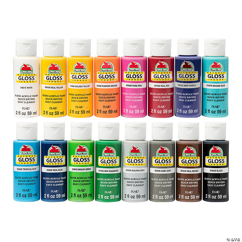 Apple Barrel® Gloss Paint Set - 16 Pc. | Oriental Trading Company
