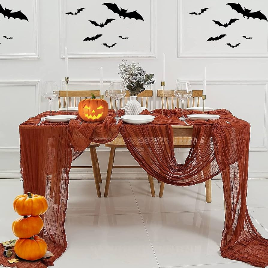 Nialnant 2 Pack Burnt Orange Cheesecloth Table Runner 10 Ft, Terracotta Cheesecloth Table Runner,... | Amazon (US)