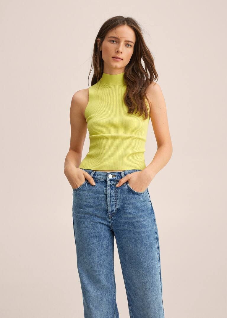 High collar ribbed top | MANGO (US)