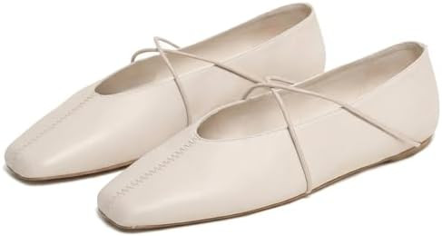 Women's Square Toe Ballet Flats Criss-Cross Straps Comfortable Slip On Mary Jane Flat Shoes for O... | Amazon (US)