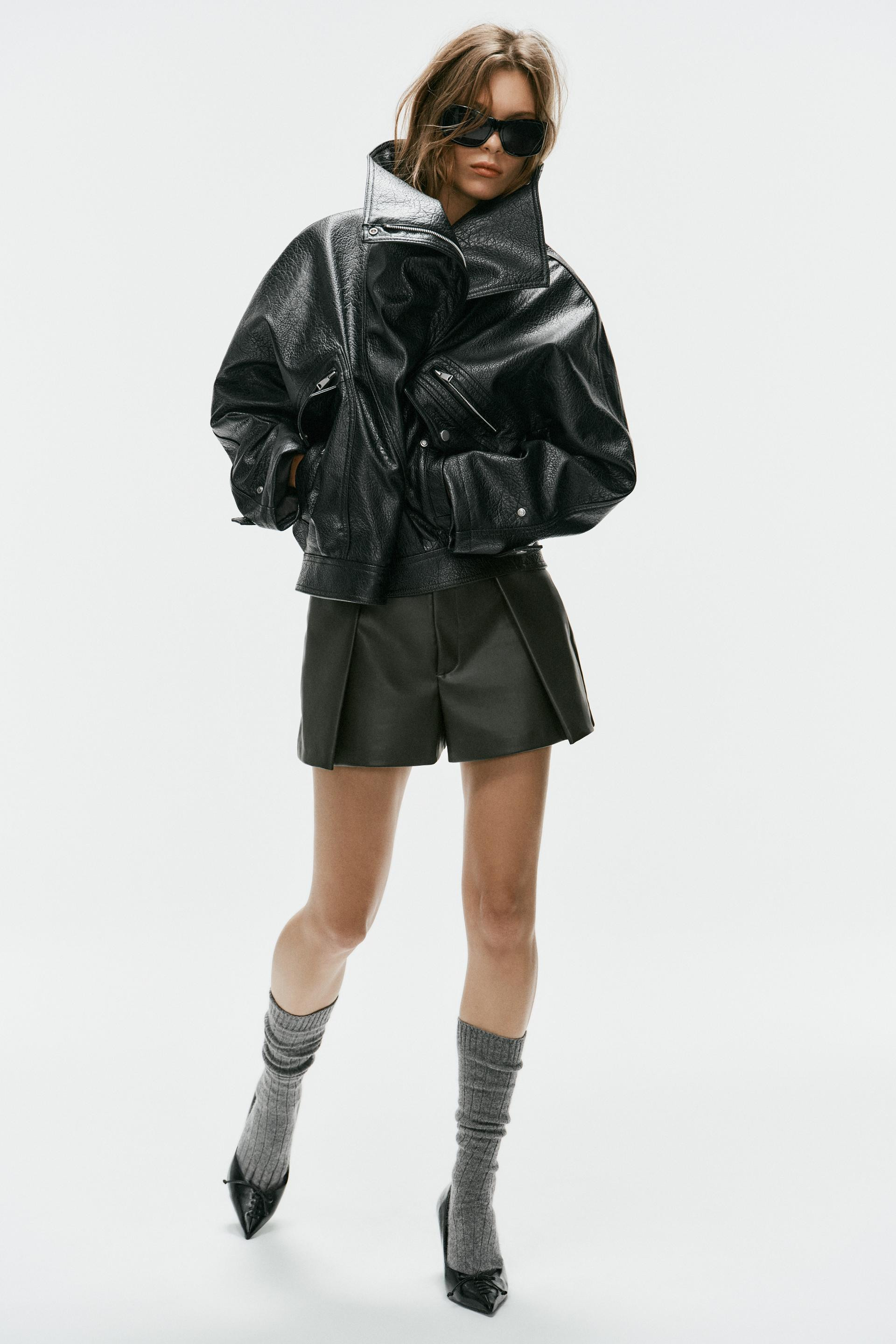 Zara - Faux Leather Biker Jacket - Black - Xs - Woman | Zara US