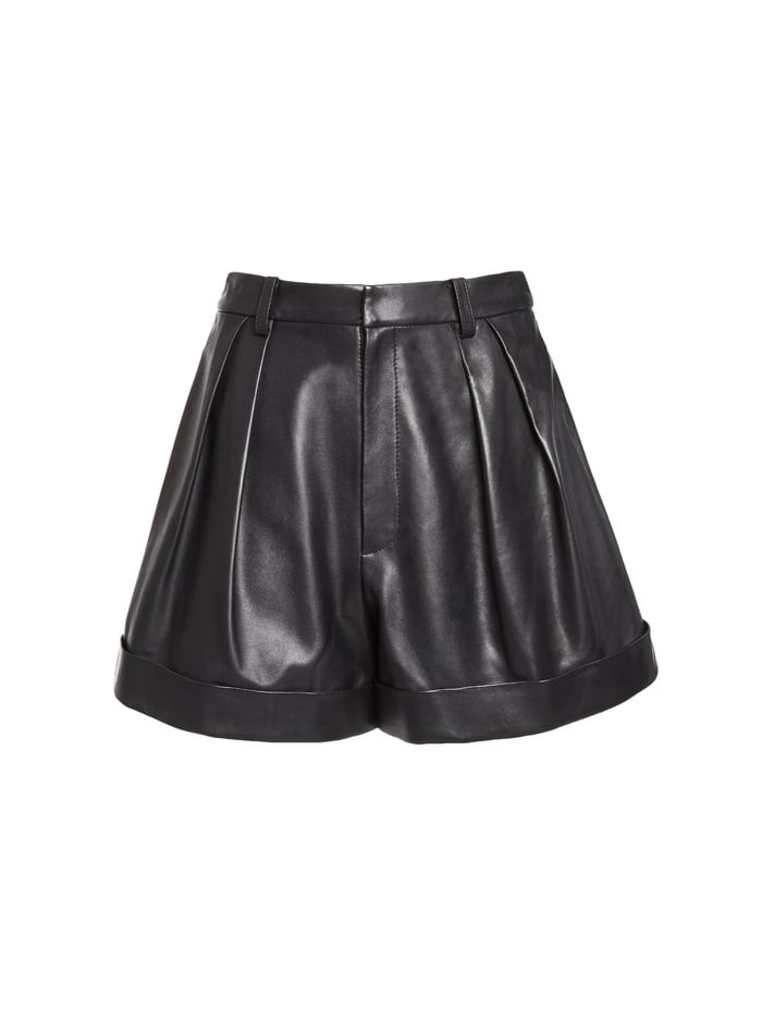 CONRY LEATHER PLEATED SHORTS | Alice + Olivia