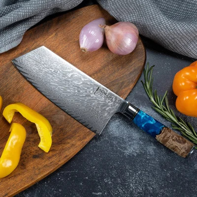 Senken Knives 67-layer Damascus Steel Japanese Cleaver Knife - Japanese Vg10 Damascus Steel Kitchen Knife - 'tsunami' - 7.5" Ruthlessly Sharp Blade | Wayfair North America