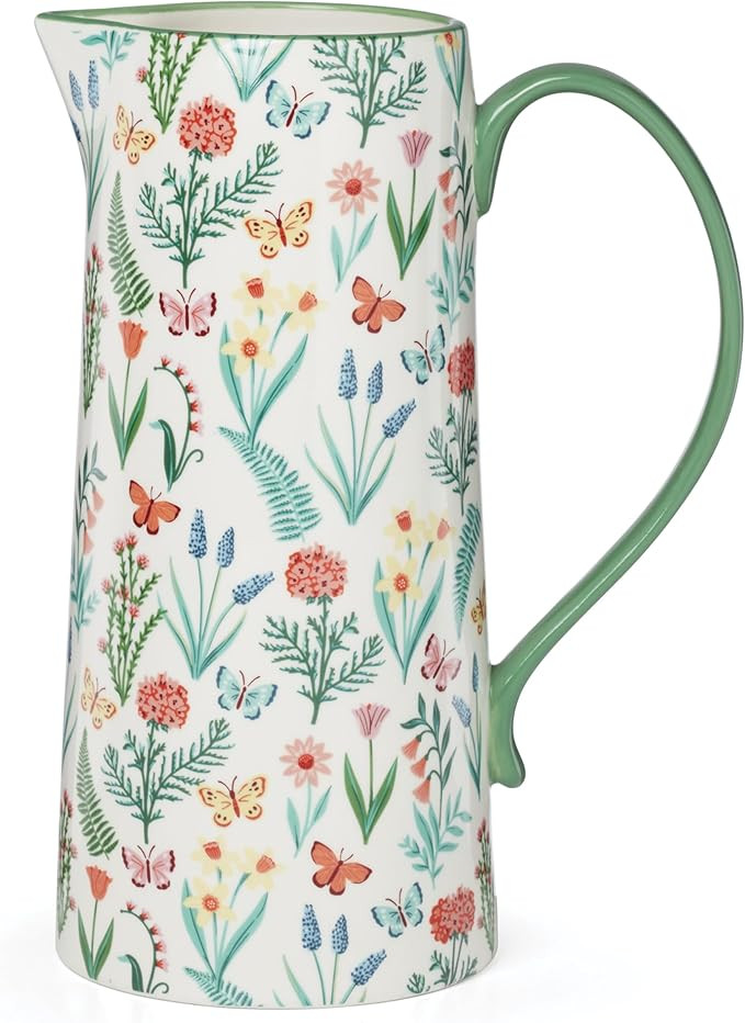Oneida Home And Kitchen, First Blooms Pitcher, Stoneware Material, Water Jug, Dishwasher Safe, Wa... | Amazon (US)