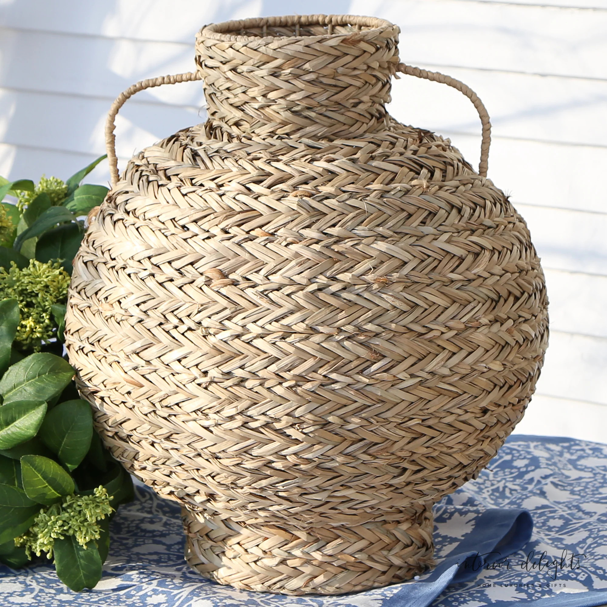Seagrass Basket Vase with Handles | Interior Delights