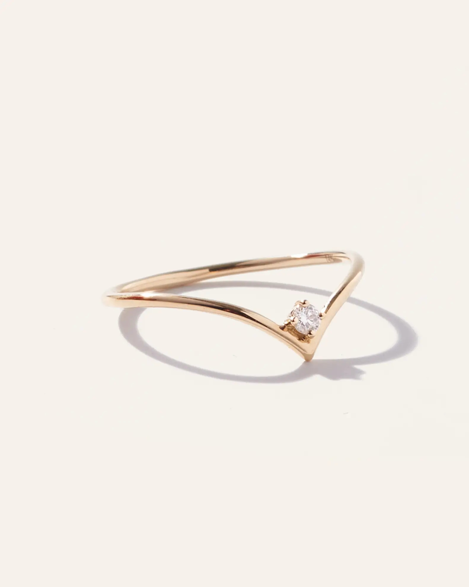 14K Gold Solitaire Diamond Chevron Ring | Quince