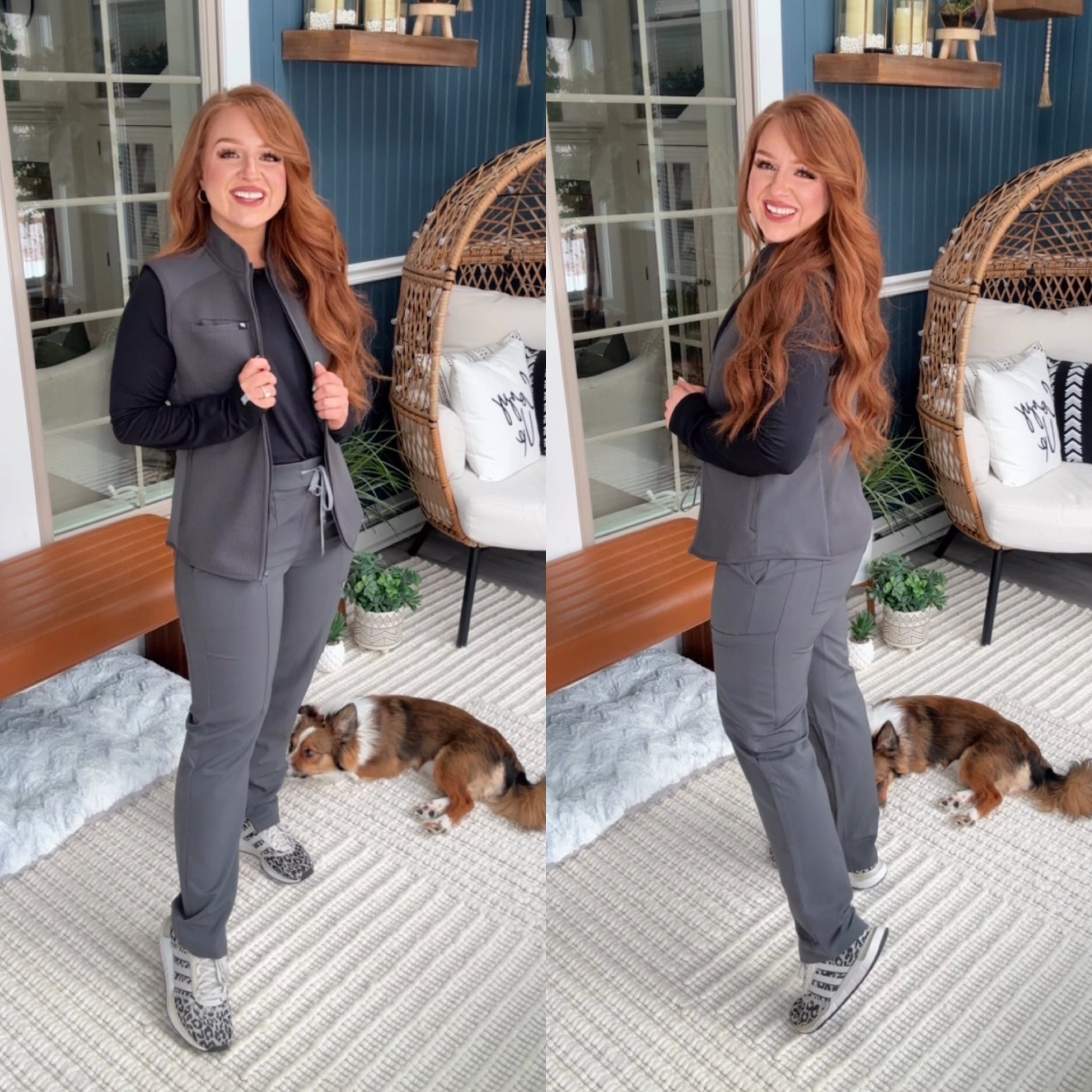 Fabletics scrubs ! 

Vest - small
Pants - medium short 
Under scrub - medium 

#LTKMidsize #LTKPetite #LTKWorkwear