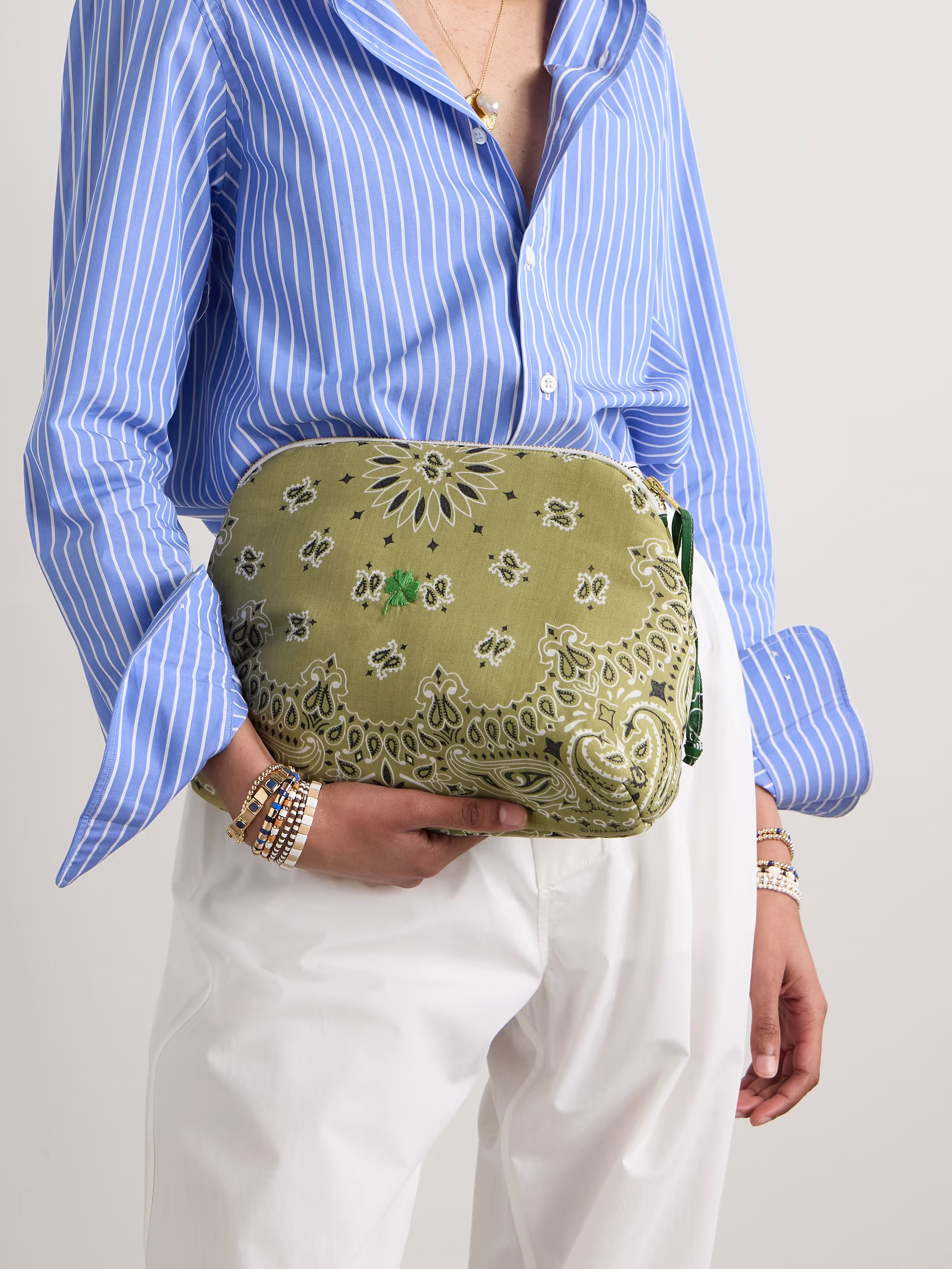 Padded embroidered paisley-print cotton cosmetic case | NET-A-PORTER (UK & EU)