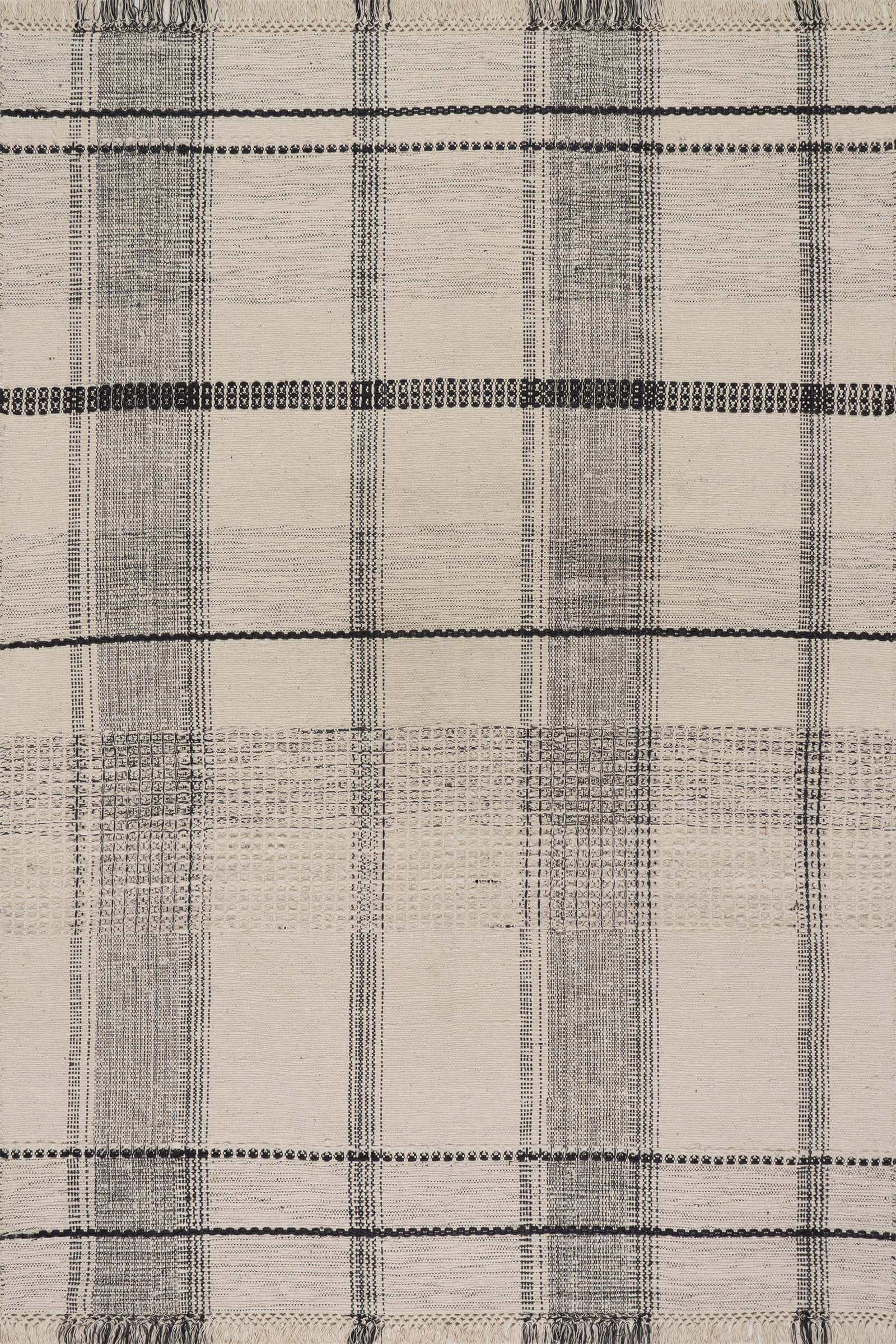 Color: IvoryZole Plaid Handmade Cotton Rug | Ivory Ivory swatchShape: RectangleRectangleSize: 5' ... | Rugs USA