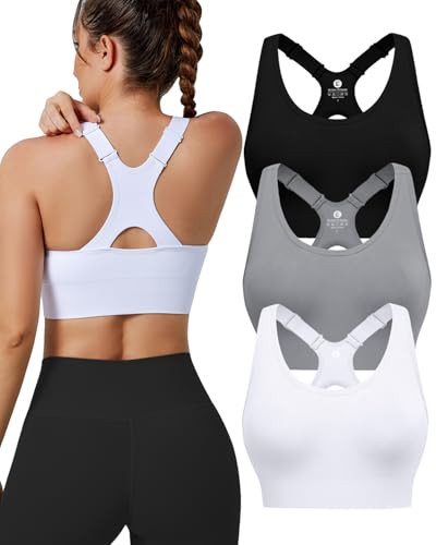 High Impact Sports Bras for Women, Adjustable Straps Supportive Racerback | Amazon (US)