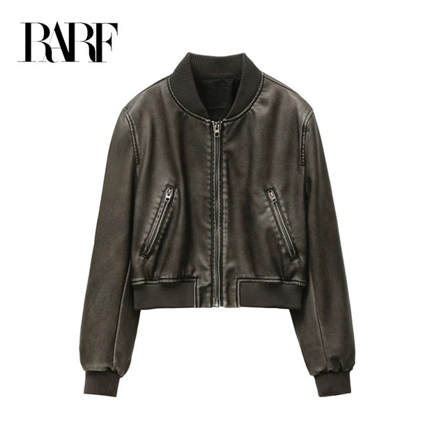 RARF-Jaqueta bomber de couro imitação feminina, casaco vintage, estilo superior, novo, 2023 | Aliexpress BR (BR)