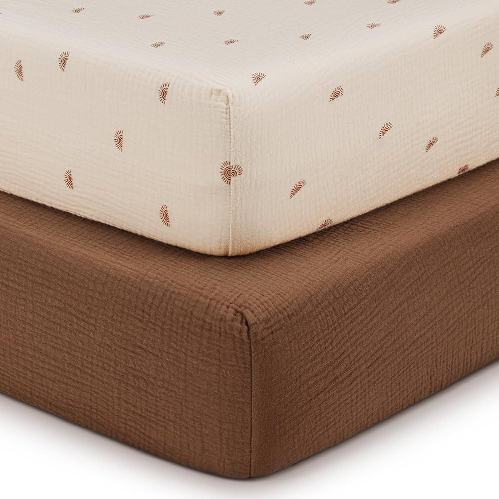 Blissful Diary Muslin Crib Sheets for Girl Boy, Boho Neutral Soft Cotton Baby Sheet for 52''x28''... | Amazon (US)