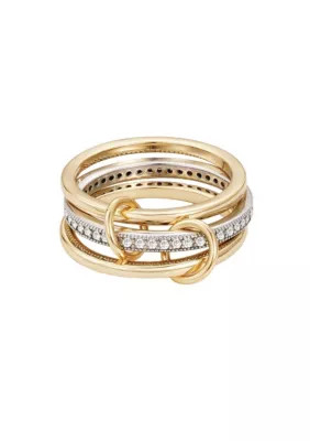 14k Gold and Silver Plated Connected 3-Piece Ring Stack | Belk