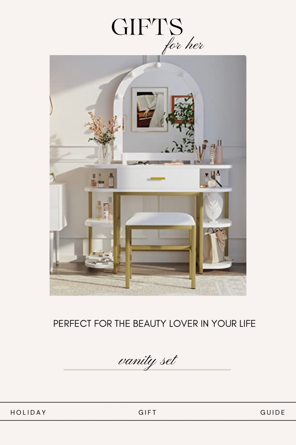 Gifts for her 💕 

This would be perfect for the beauty lover in your life. My hubby gifted me a lovely vanity set last year and it’s been nice having a place for all of my makeup and skincare items. 

I linked two different options that are on sale. As well as a few makeup organizations bins! 


#LTKbeauty #LTKGiftGuide #LTKHoliday