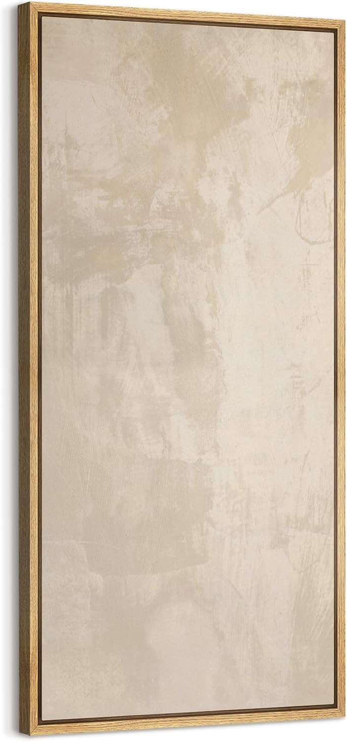 MUDECOR Extra Large Framed Canvas Print Wall Art Beige Abstract Minimalist Neutral Illustrations Decorative Colorful Multicolor for Bedroom - 60"x30" Natural | Amazon (US)
