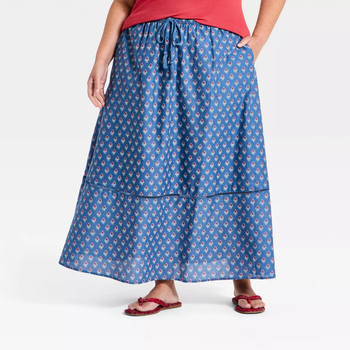 Women's Maxi Full Skirt - Universal Thread\u2122 Blue Floral 1X | Target