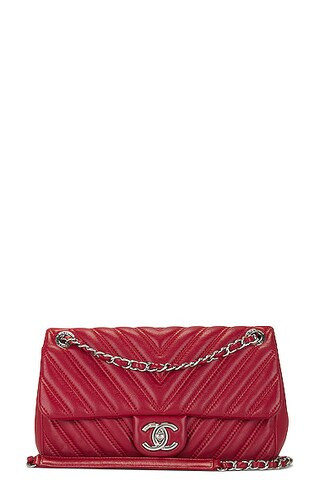 Chanel Quilted V Stitched Chevron Lambskin Shoulder Bag | FWRD 