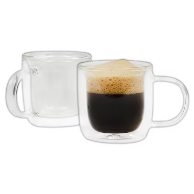 Mr. Coffee Salon Espresso 2 piece 3 Ounce Double Wall Insulated Glass Mug Set | Target
