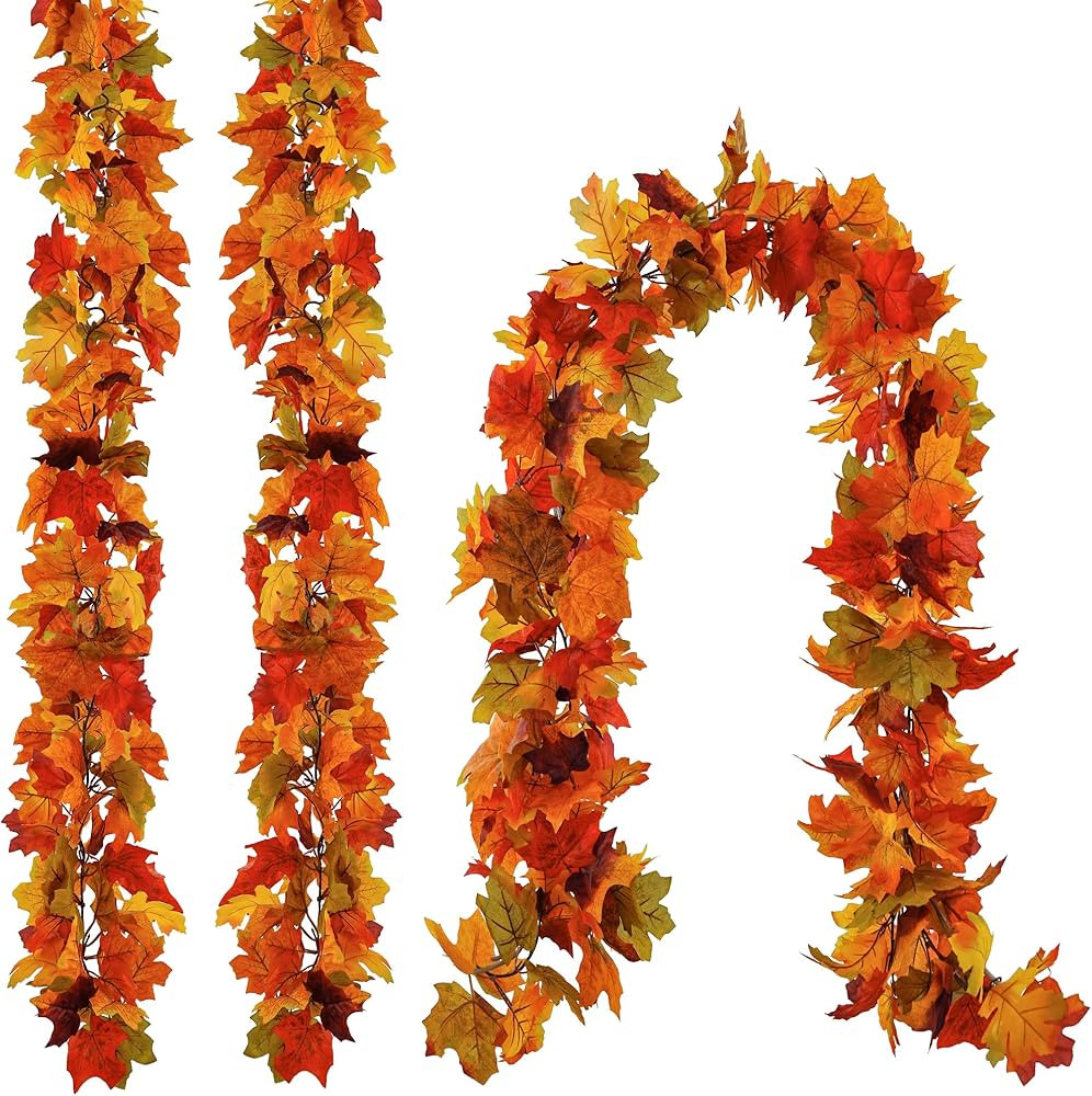 3 Pcs 【Upgrade Length】 7FT Fall Maple Leaf Garland, Anna's Whimsy Artificial Maple Garland, H... | Amazon (US)