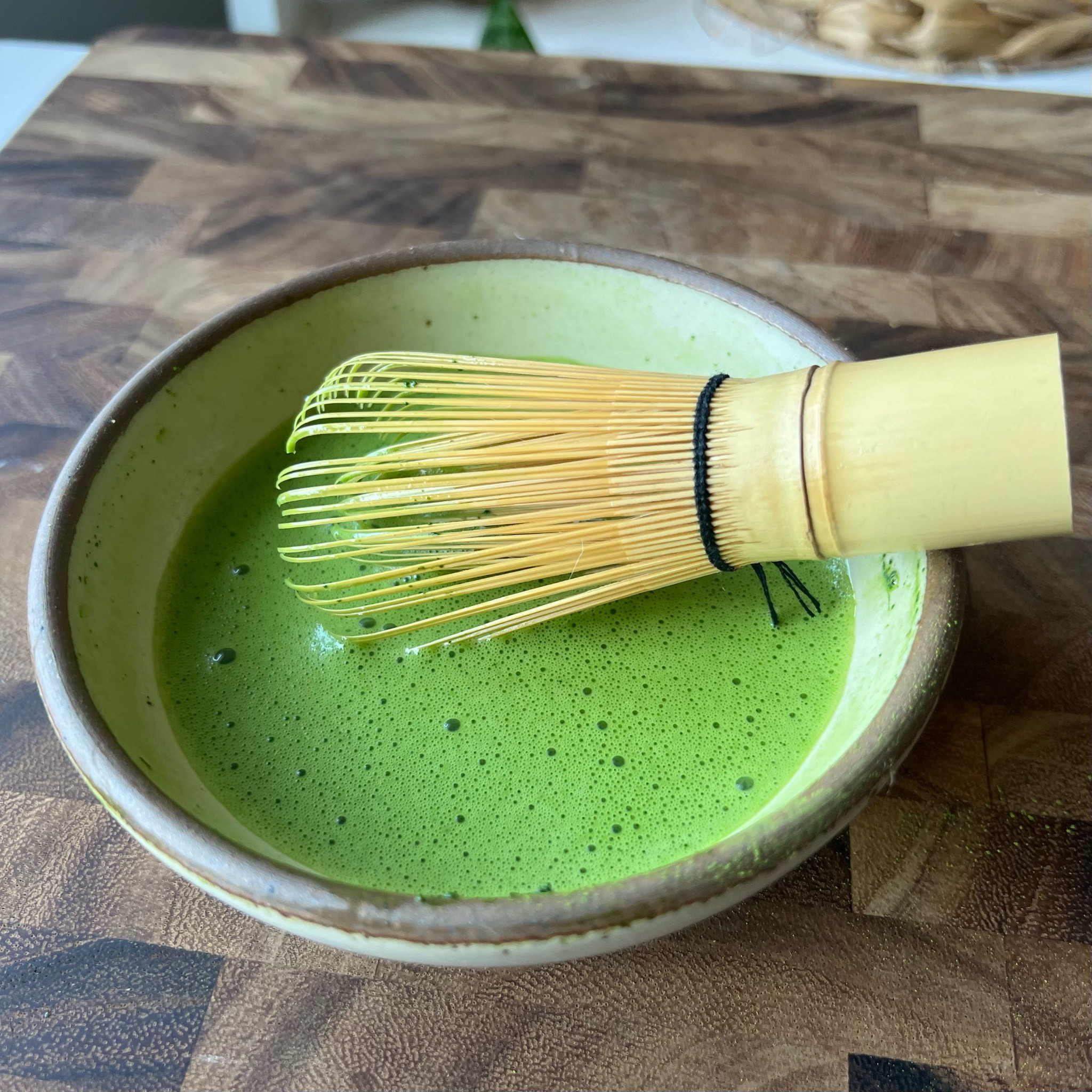 matcha essentials. I’d recommend starting with the resin whisk if you’re new to it because it’s easier to upkeep!