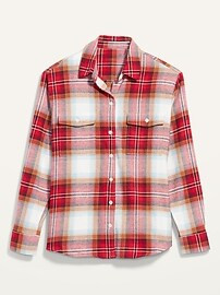 Long-Sleeve Plaid Flannel Boyfriend Tunic Shirt for Women | Old Navy (US)