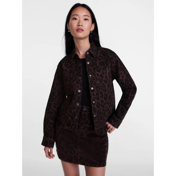 Scenario Women's Faux Leopard Print Jacket, Sizes XS-XXXL | Walmart (US)