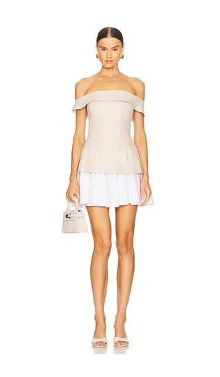 Grace Dress in Beige & White | Revolve Clothing (Global)