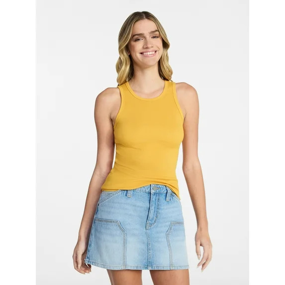 No Boundaries Ribbed High Neck Tank Top, Women's XXS-XXL | Walmart (US)