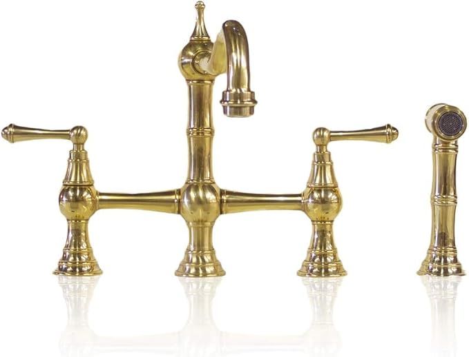 Watermark Fixtures WMF-DM-4H-SP-NB Unlacquered Brass 8-Inch On Center Deck Mount Kitchen Faucet w... | Amazon (US)