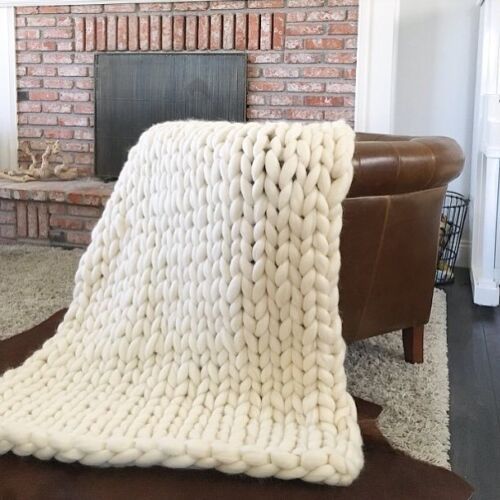 ARM KNIT BLANKET, CHUNKY KNIT THROW, SUPER CHUNKY MERINO WOOL BLANKET | eBay | eBay US