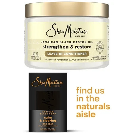 SheaMoisture Jamaican Black Castor Oil Shampoo & Leave-In Conditioner, African Black Bar Soap, 3 Count | Walmart (US)