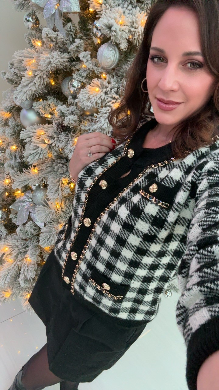 All the channel Vibes happening here! Loving the gold details on the sweater top. So soft, classy, and elegant.

Sweater from a Generation Love can’t link but rest of outfit is.

#LTKOver40 #LTKSeasonal #LTKHoliday
