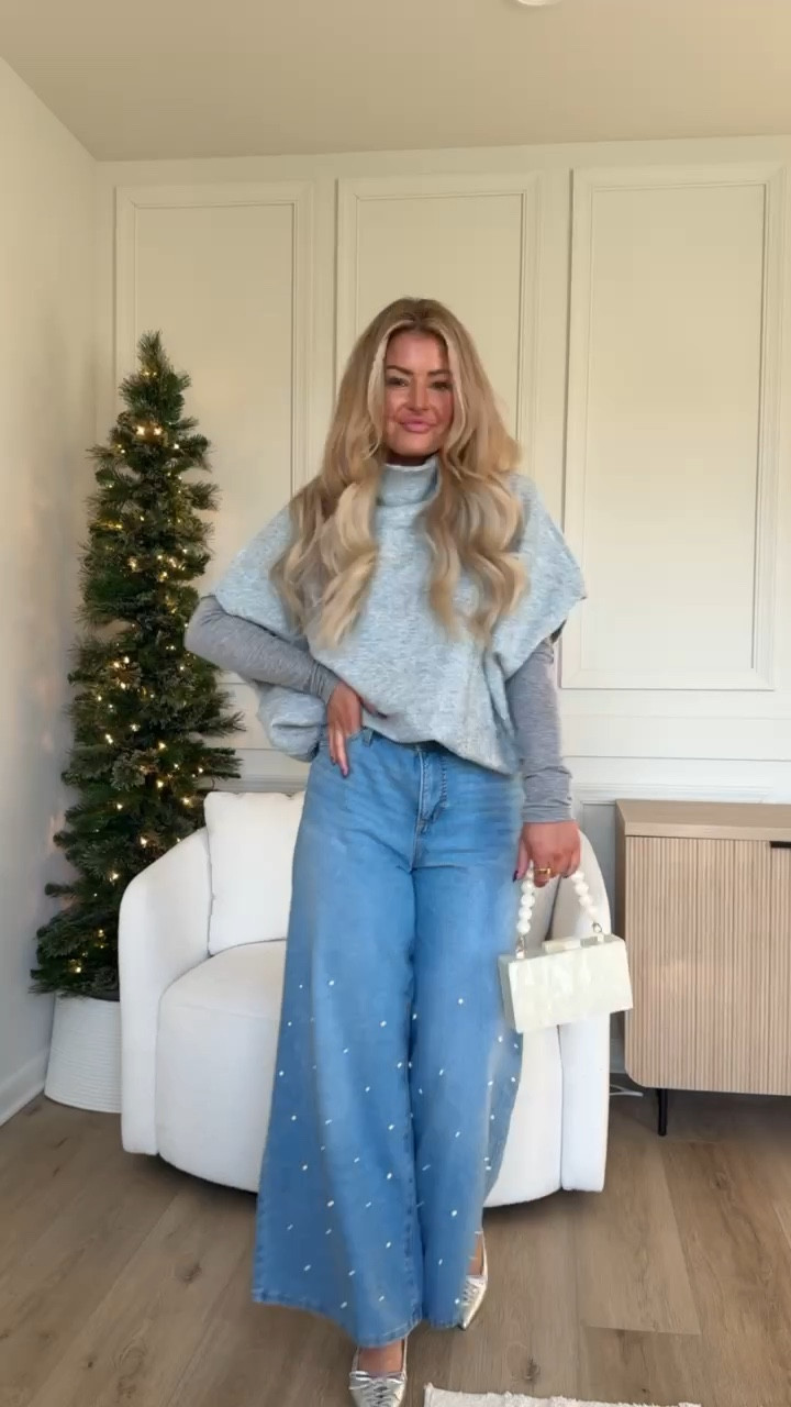 Date night look featuring the pearl detailed wide leg denim jeans from Walmart 



#LTKootd #LTKgrwm #LTKFindsUnder50