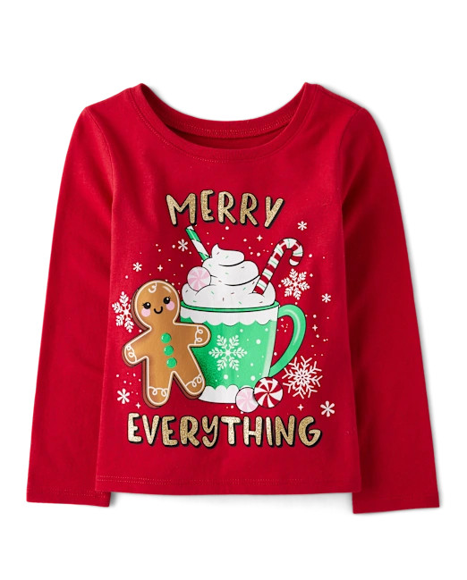 Baby And Toddler Girls Christmas Long Sleeve Merry Everything Graphic Tee - CLASSICRED | The Chil... | The Children's Place
