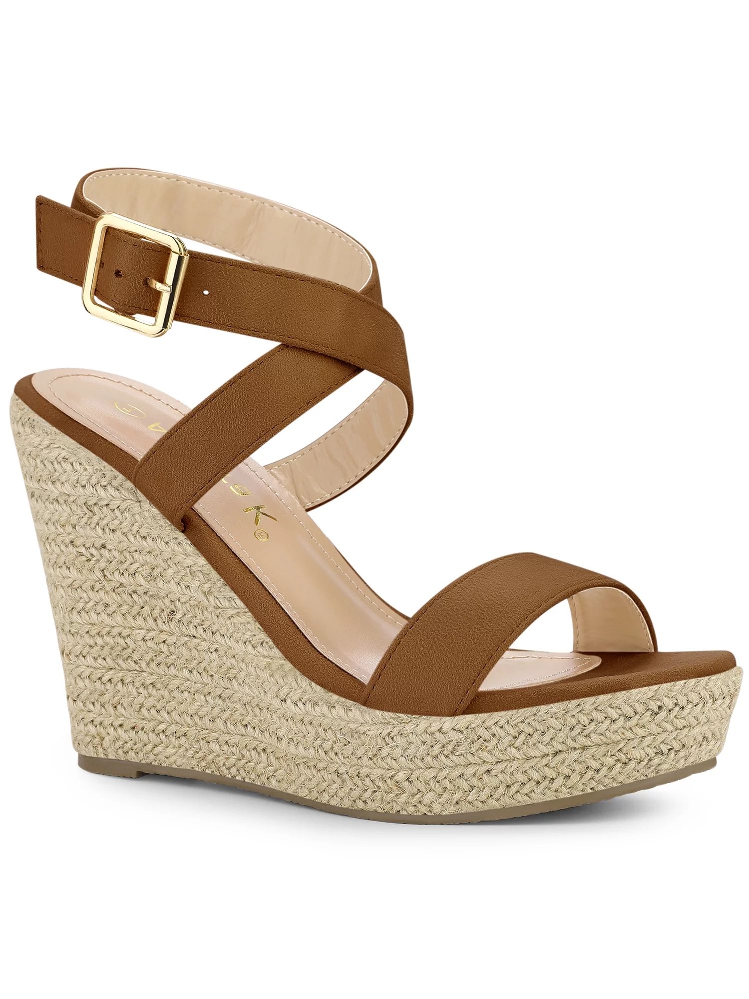Allegra K Women's Sandals Slingback Crisscross Espadrille Wedge Sandals | Walmart (US)