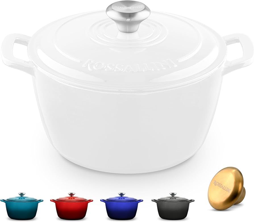 ROSSALLINI Signature Enameled Cast Iron Dutch Oven, Non-Stick Serving Pot with Tight Fitting Lid ... | Amazon (US)